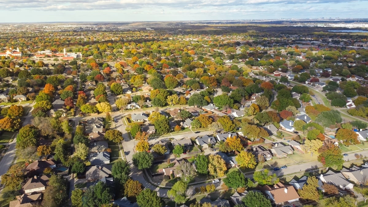 Aerial view of neighborhoods