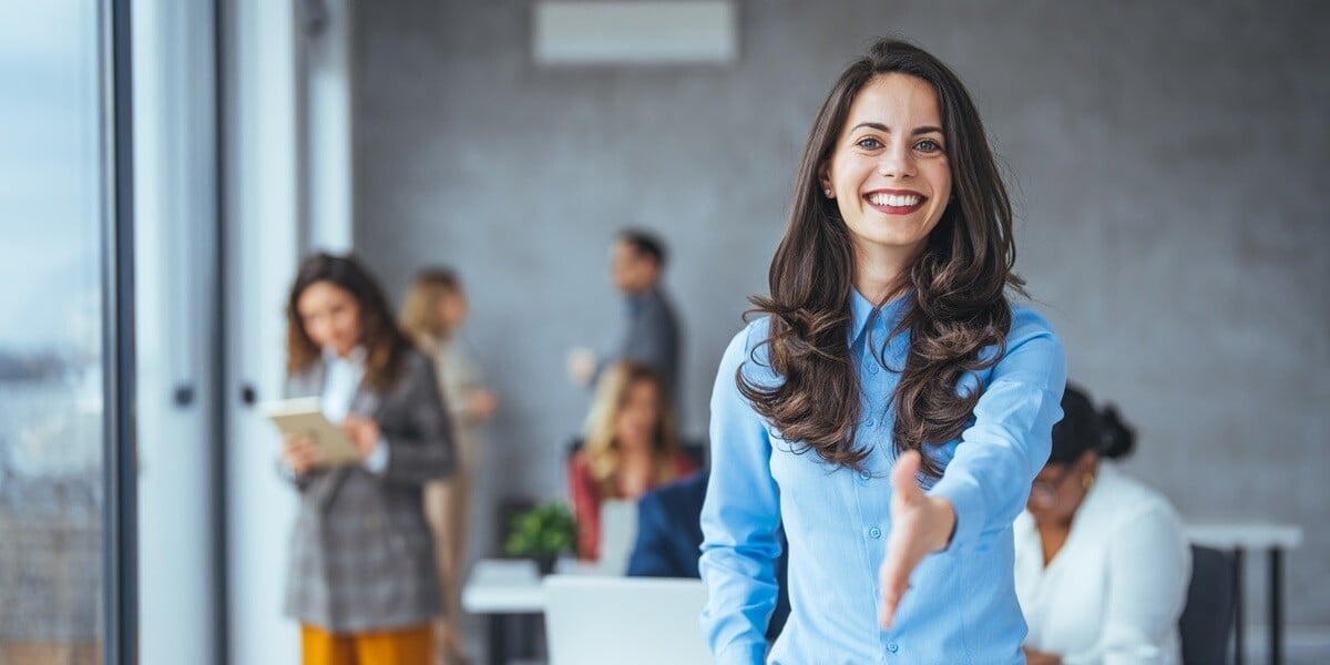 Smiling woman in an office space