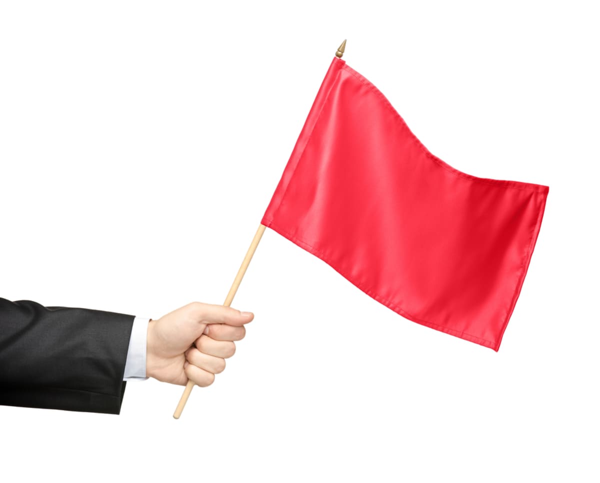 Someone holding a red flag